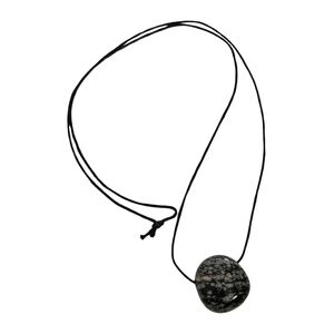NWT - Snowflake Obsidian Stone Pendant Necklace